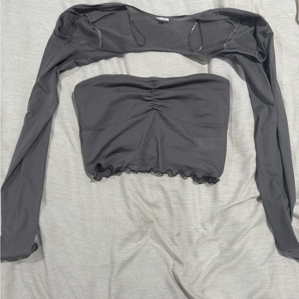 Garage Dark Gray Crop Top